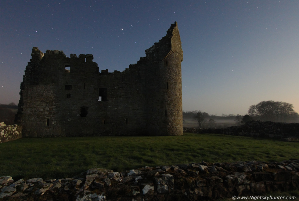 Monea Castle In Moonlight