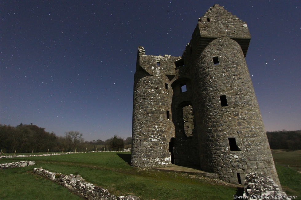 Monea Castle In Moonlight