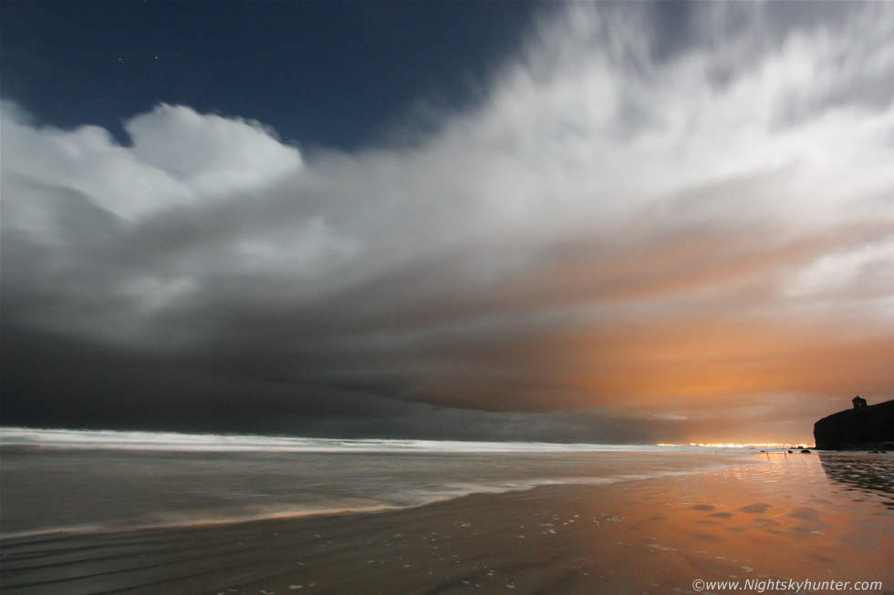 Downhill Beach Moonlit Storm